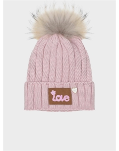 Розовая шапка с нашивкой "Love" Il trenino