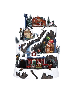 Новогодний сувенир Городок в горах, LED анимация, адаптер, 31x33x45 см Timstor