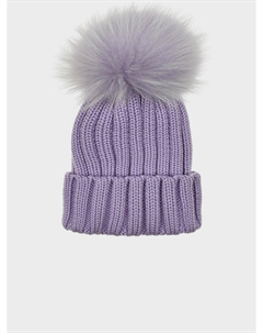 Шапка с меховым помпоном, лиловая Regina