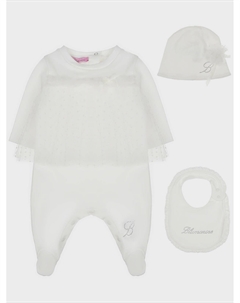 Комплект: комбинезон, шапка и слюнявчик, белый Miss blumarine