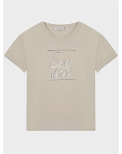 Бежевая футболка с надписью "Soar and Shine" Brunello cucinelli