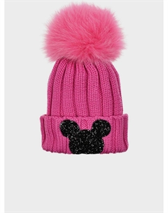 Шапка с вышивкой бисером, фуксия Regina