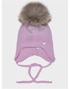 Лиловая шапка с меховым помпоном Il trenino