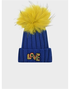 Синяя шапка с желтым помпоном Regina