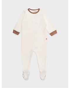 Комбинезон с коричневым кантом, белый Tony tots