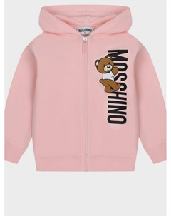 Спортивная куртка с вертикальным лого, розовая Moschino