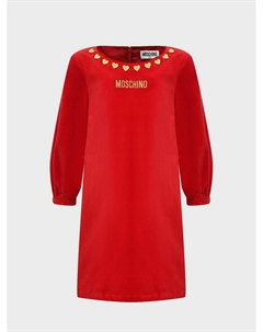 Вельветовое платье с золотыми сердечками, красное Moschino