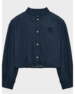 Рубашка укороченная с логотипом, синяя Max&co