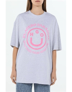 Футболка хлопковая с принтом Hugo blue