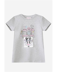 Хлопковая сорочка с принтом и декором Choupette