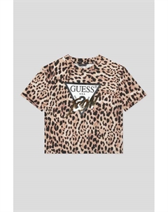 Футболка хлопковая с принтом и логотипом Guess