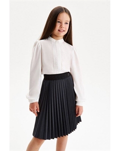 Блуза из сатина с кружевом Silver spoon