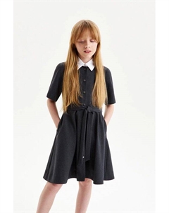 Платье трикотажное с съемным воротником приталенное Silver spoon