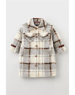 Пальто меховое с карманами в клетку Choupette