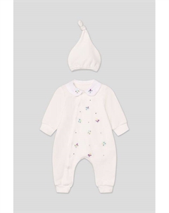 Комплект хлопковый из комбинезона и шапочки с принтом Aspaya