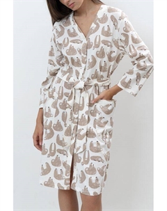 Халат хлопковый с карманами и принтом Almando melado