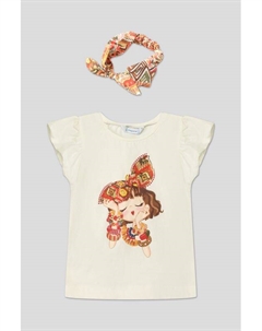 Комплект из хлопковой футболки и повязки с принтом Mayoral