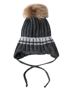 Вязаная шапка с помпоном и завязками Pulka