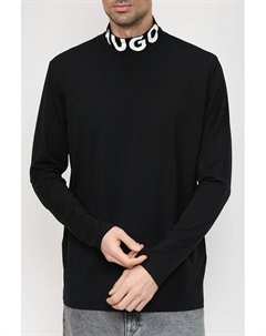 Хлопковый лонгслив с логотипом на воротнике Hugo