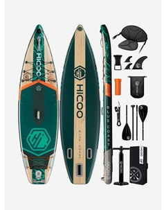 Надувная двухслойная SUP-доска BLUE COAST GREEN PRO 11'x34"x6" 335x84x15 см сапборд, Зеленый Hicoo