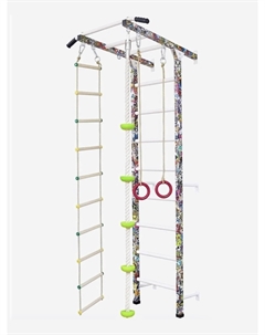 Шведская стенка "Stickerbombing" с турником, веревочной лестницей, кольцами, канатом с упорами, тарзанкой, Голубой Westsport