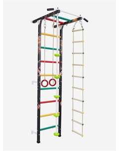 Шведская стенка "Fire" с турником, веревочной лестницей, кольцами, канатом с упорами, тарзанкой, Черный Westsport