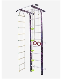 Шведская стенка "Техно" с турником, веревочной лестницей, кольцами, канатом с упорами, тарзанкой, Розовый Westsport