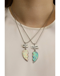 Кулоны парные на цепочке best friends, 45 см, розовые, голубые в серебре Tell your story