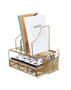 Подставка для канцелярских принадлежностей, сетка, металлическая, золотой Calligrata