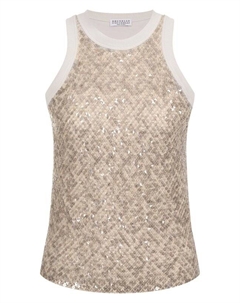 Хлопковая майка с отделкой пайетками Brunello cucinelli