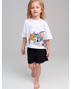 Комплект трикотажный для девочек: фуфайка (футболка), шорты Playtoday kids