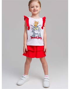 Комплект трикотажный для девочек: фуфайка (футболка), юбка-шорты Playtoday kids