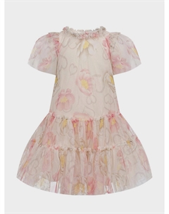 Кремовое платье с цветочным принтом Monnalisa