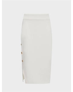 Юбка-карандаш с золотыми пуговицами, белая Balmain