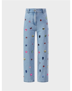 Джинсы с крупными цветными камнями Stella mccartney