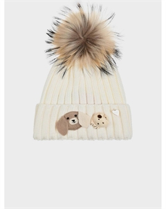 Шапка с меховым помпоном и аппликациями Il trenino
