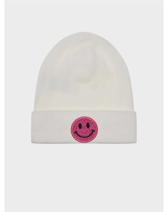 Белая шапка с розовым смайлом Regina
