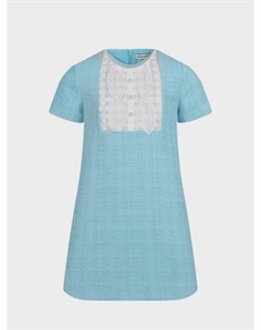Голубое платье с белым кружевным жабо Self-portrait