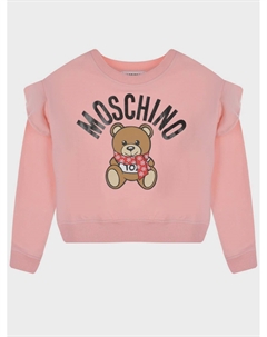 Розовый свитшот с принтом "мишка в шарфике" Moschino