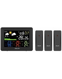 Метеостанция B0359WST4H4PR-BLACK беспроводная с тремя внешними датчиками, черный Baldr