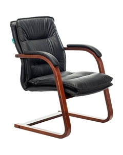 Кресло Бюрократ T-9927WALNUT-AV черный кожа полозья дерево Buro