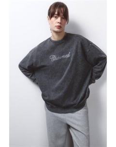 Свитшот oversize с вареным эффектом и стразами Befree