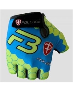 Велоперчатки F-3, верх лайкра, ладонь noban, синий зеленый, POL_F-3_L_FLU_BLU (Размер: 9 M) Polednik