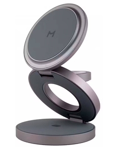 Складное беспроводное зарядное устройство Magssory Disc Signature Edition 3 в 1 для Samsung, с магнитами, midnight (WCH053)