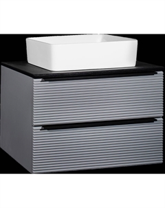 Тумба с раковиной Орлеан 70 серая, черная, раковина Tre 50 Runo