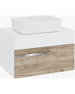 Тумба с раковиной Вудлайн 65 подвесная, крафтовый дуб, раковина Tre 50 Runo