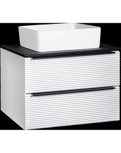 Тумба с раковиной Орлеан 70 белая матовая, черная, раковина Tre 50 Runo