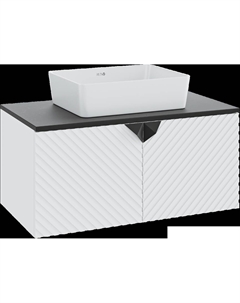 Тумба с раковиной Андорра 85 белая матовая, черная, раковина Tre 50 Runo