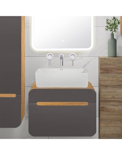 Тумба с раковиной Ницца 60 дуб натуральный, графит, раковина Tre 50 Runo