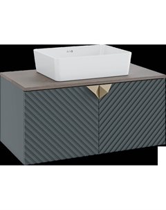 Тумба с раковиной Андорра 85 графит, дуб коньячный, раковина Tre 50 Runo